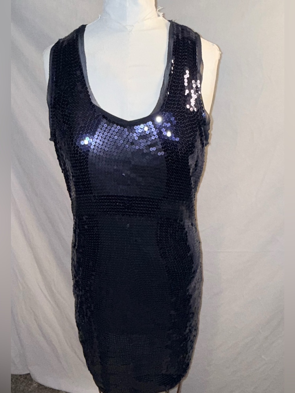 Max Studio Navy Sequin Sleeveless Sheath Party Dress Size L